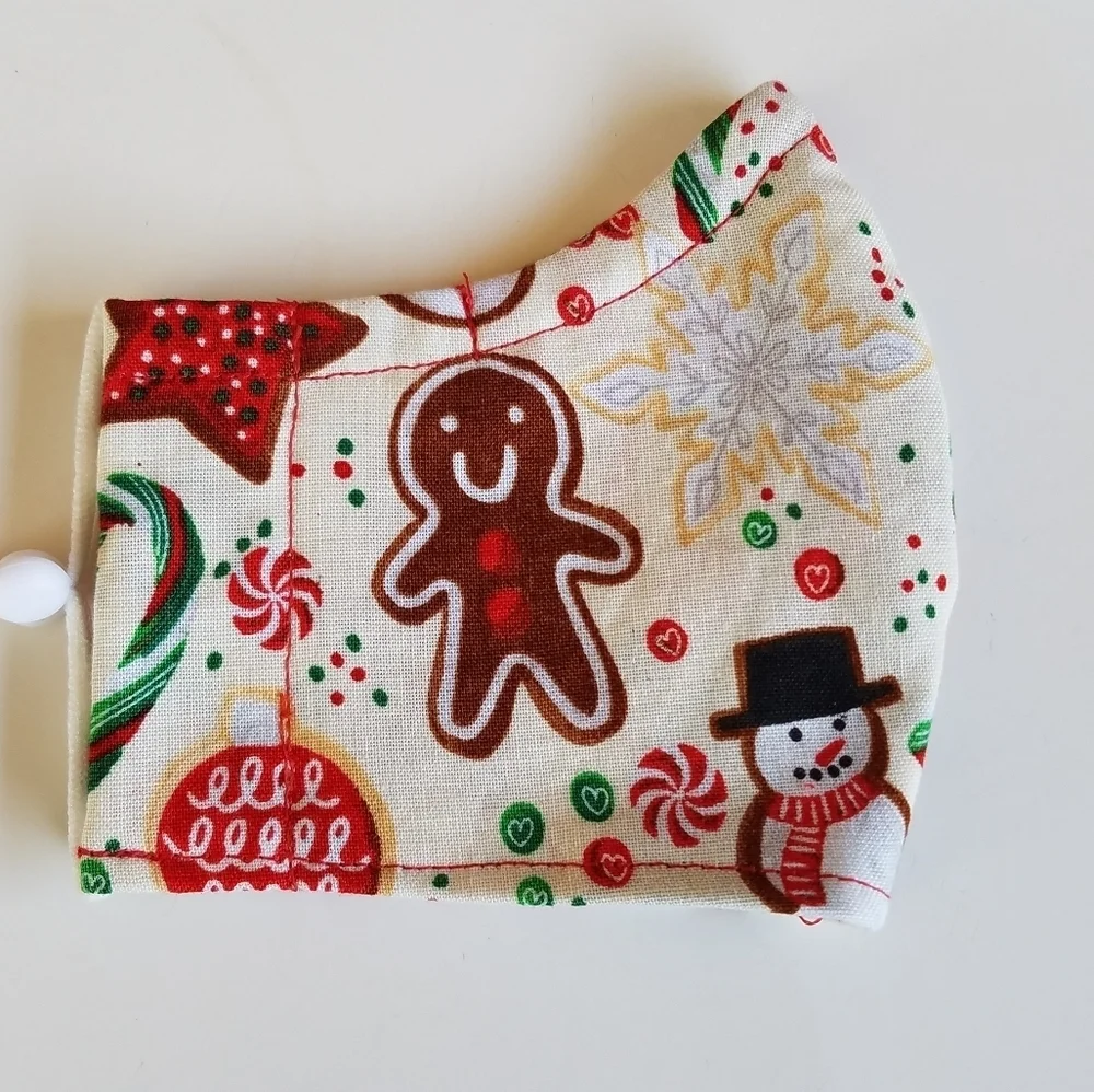 Handmade Face Mask Christmas Gingerbread Kids Beige Background Ages (3-6)